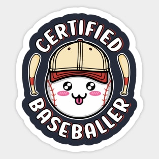 Certified Baseballer Kawaii Baseball Fan Sticker